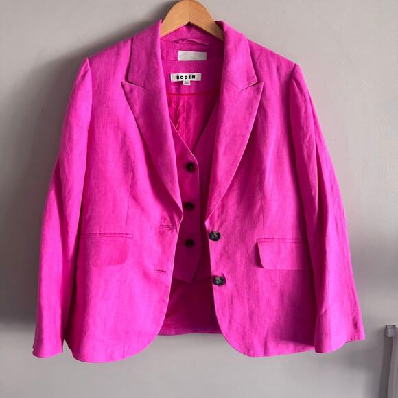 Boden Hot Pink Linen Blazer and Keswick Waistcoat Tailored Size 10 & 10P - Picture 12 of 13